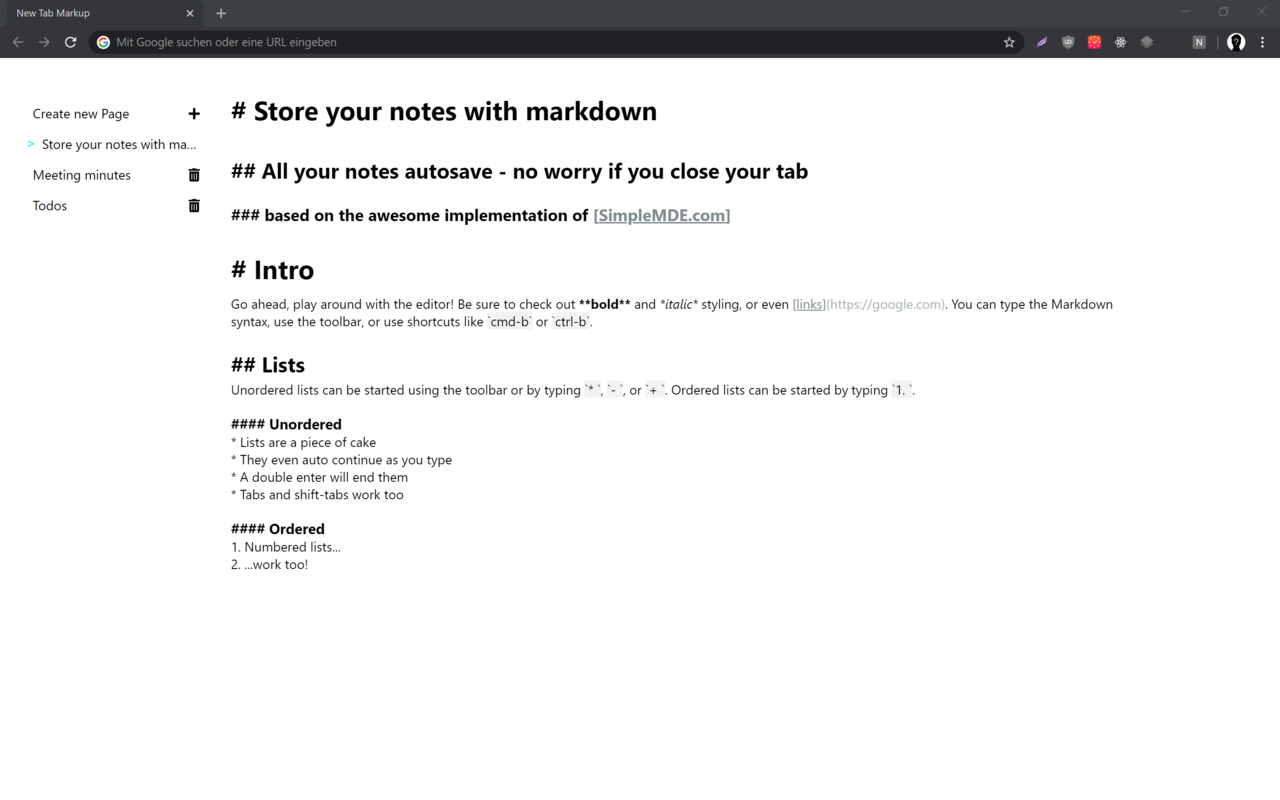 New Tab Markdown截图1