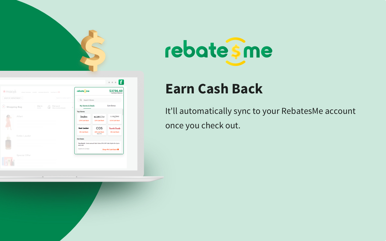 The RebatesMe Cash Back Button截图2