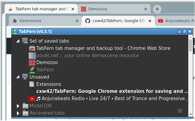TabFern tab manager and backup tool截图1