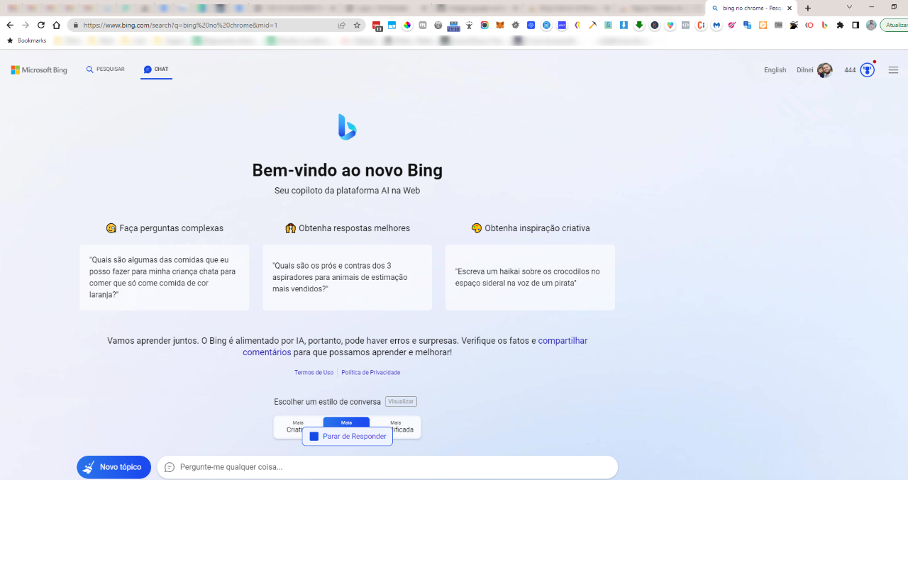 Chat do Bing no Chrome (Igual ao ChatGPT)截图1