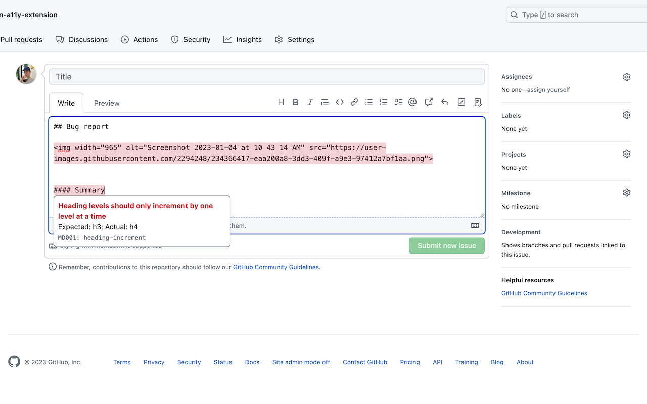 Accessibility Checker for GitHub Markdown截图1