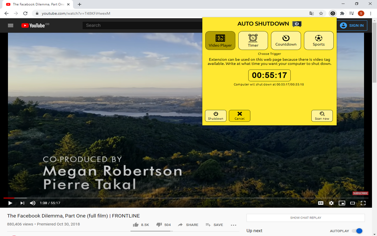 Auto Shutdown Extension截图3