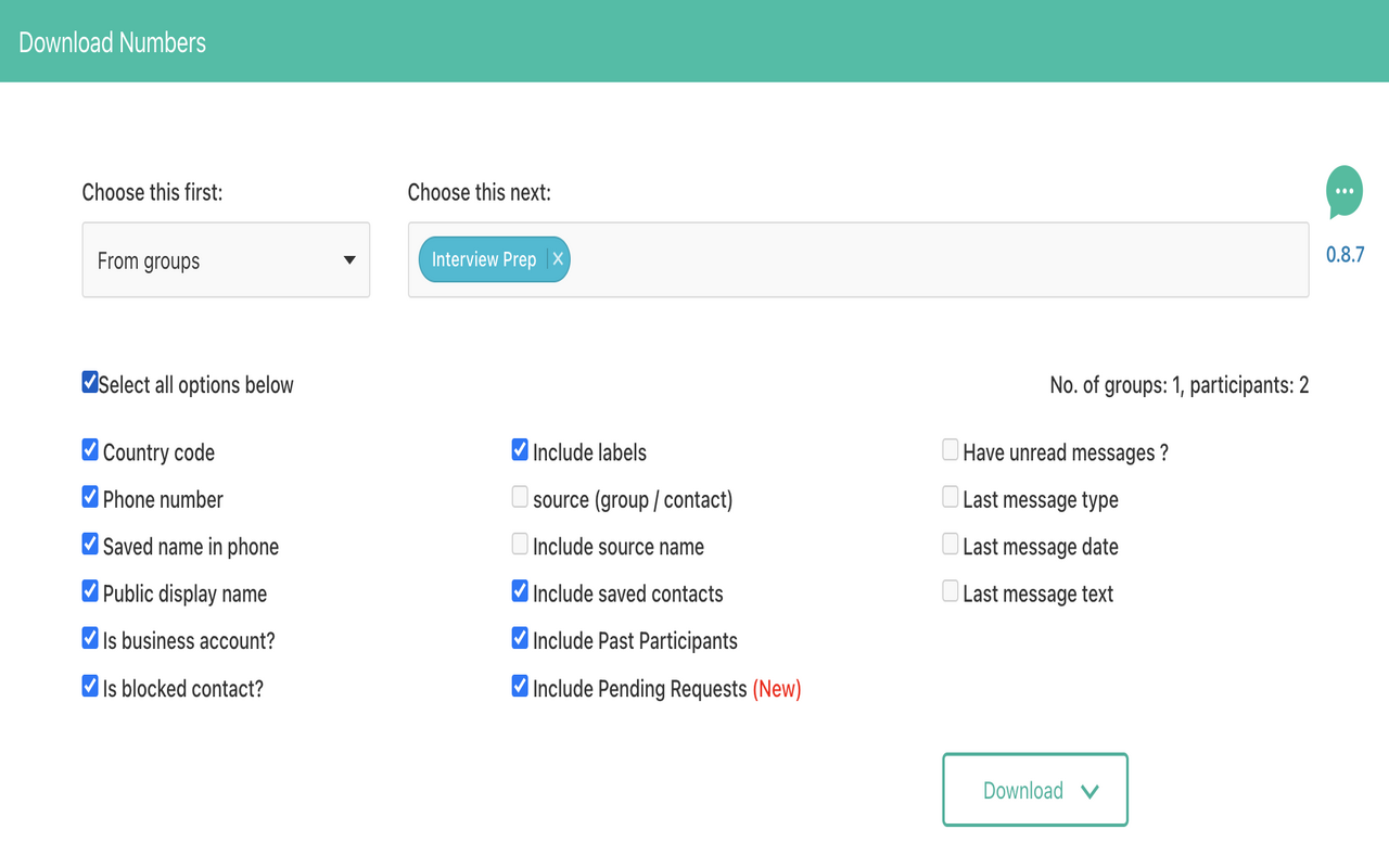 WA - Download Group Phone Numbers截图1