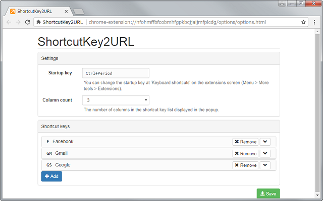 ShortcutKey2URL for Chrome截图1