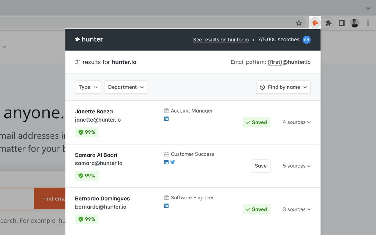 Hunter - Email Finder Extension截图1