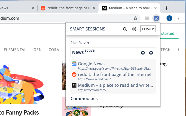 Smart Sessions - 选项卡管理器截图1