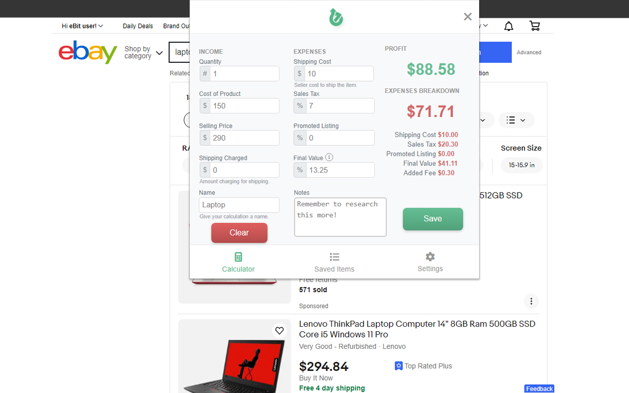 eBit: Your eBay Profit Calculator截图2