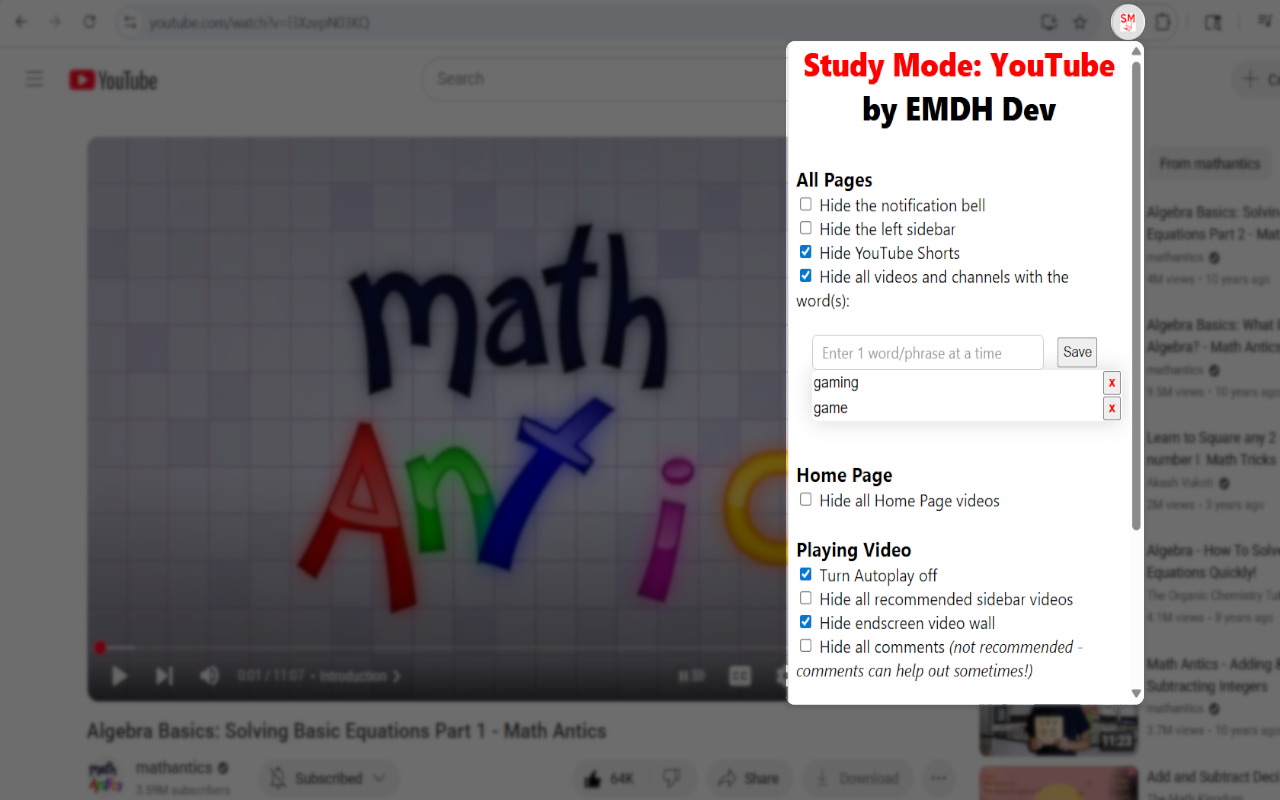 Study Mode: YouTube截图4
