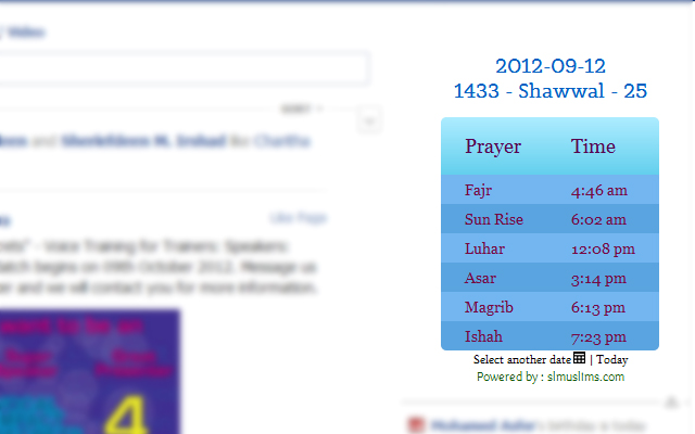 Islamic Prayer Times for Facebook截图1