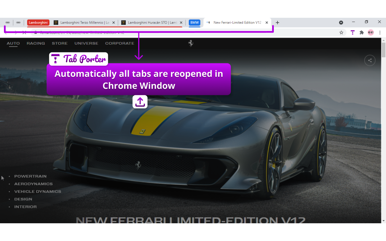 Tab Porter - Export & Restore Chrome Windows截图1