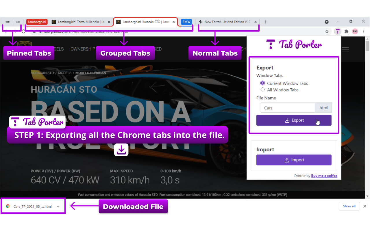 Tab Porter - Export & Restore Chrome Windows截图3