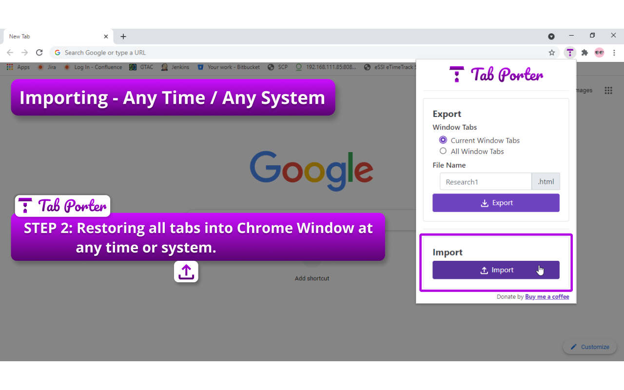 Tab Porter - Export & Restore Chrome Windows截图4