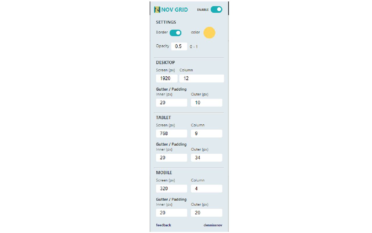 NOV Grid - Responsive grid overlay截图1
