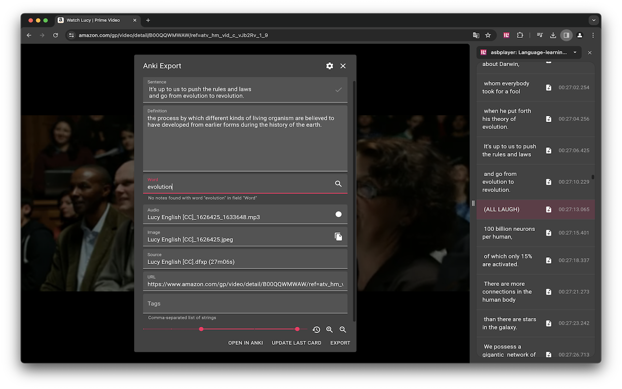 asbplayer: Language-learning with subtitles截图1