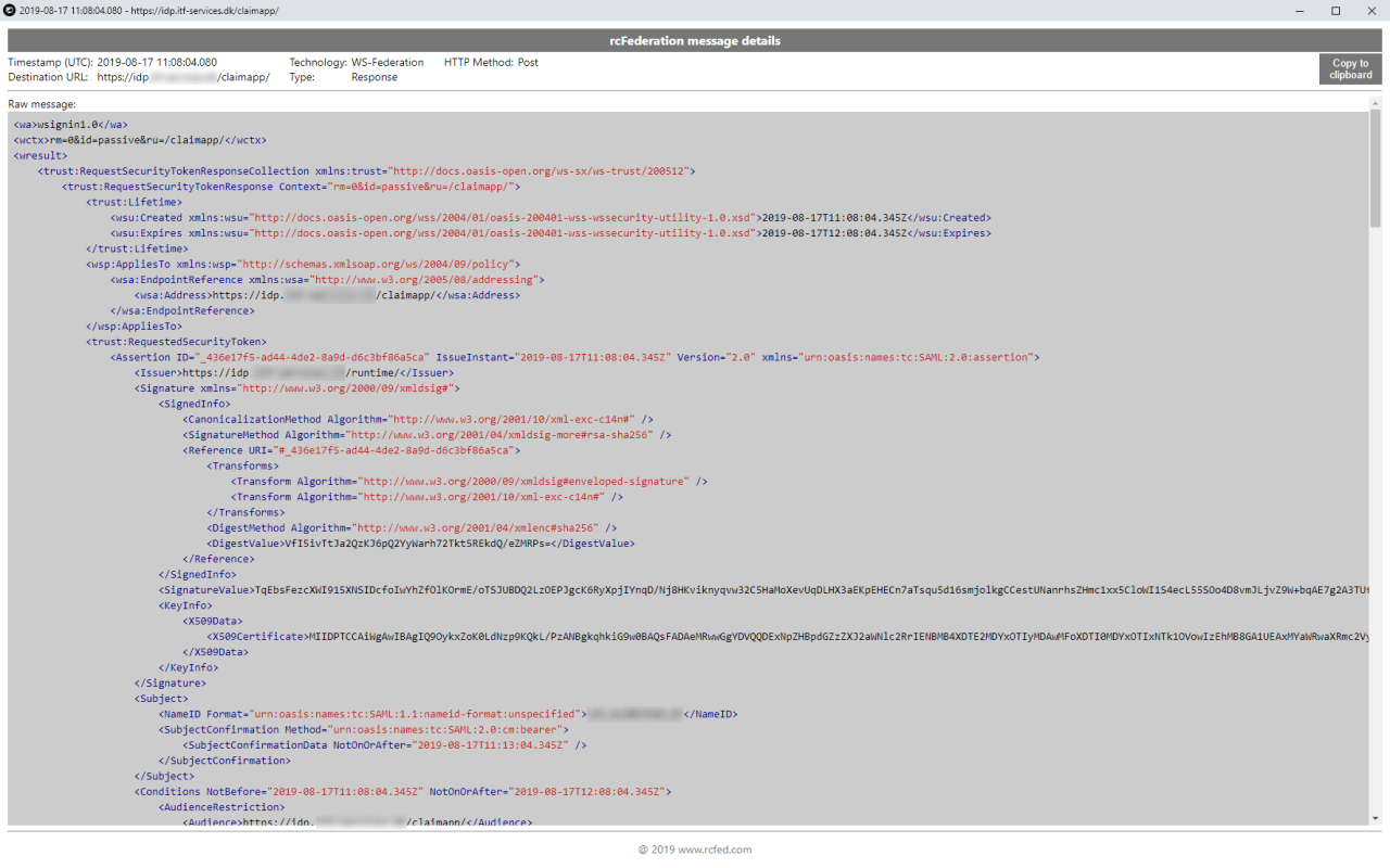 SAML, WS-Federation and OAuth 2.0 tracer截图4