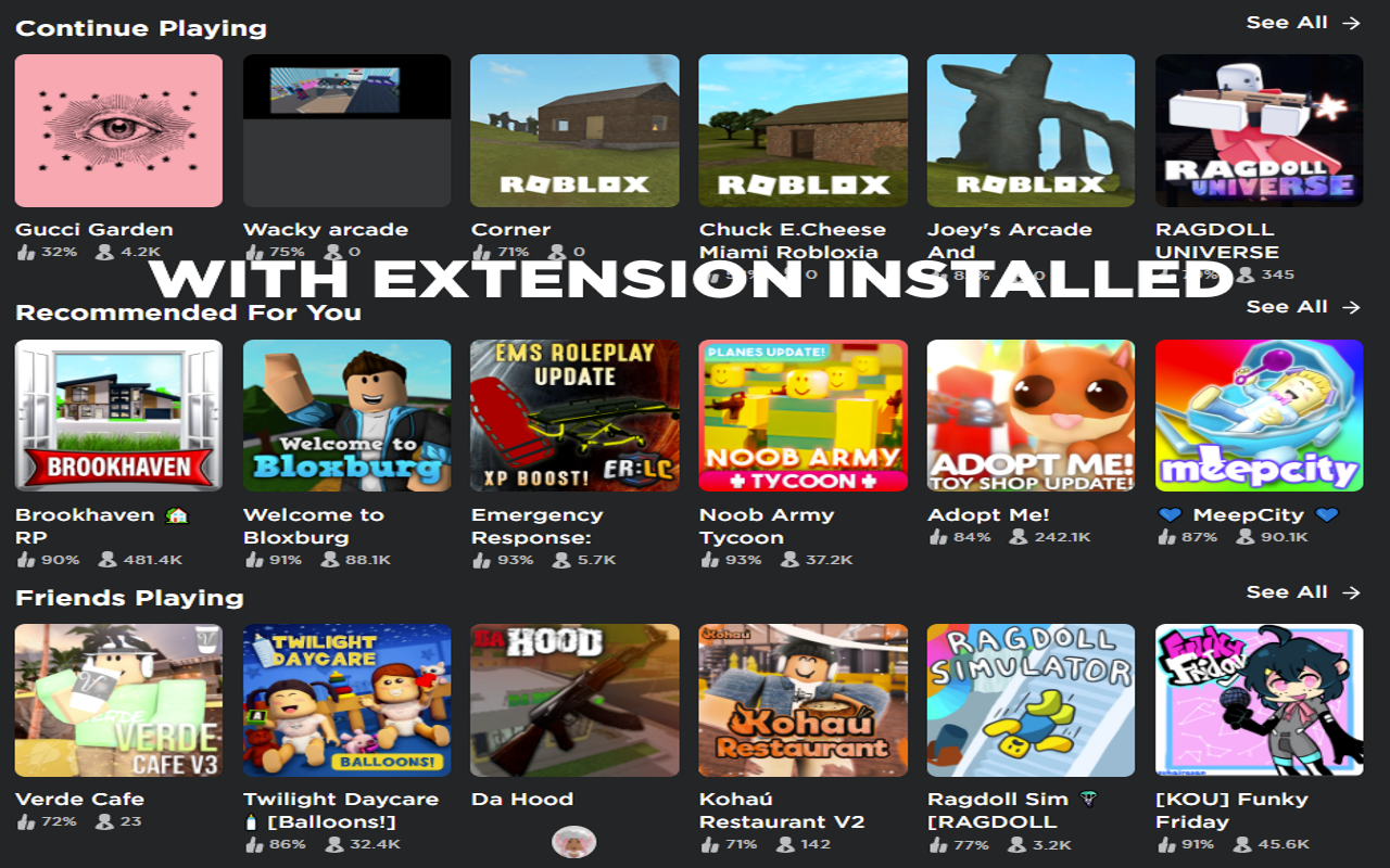Roblox Anti-Experience Chrome Extension截图2