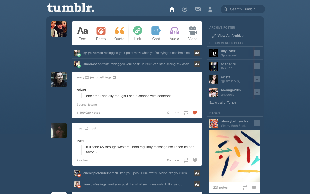 Old Tumblr Dashboard截图1