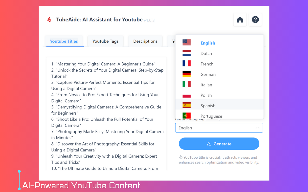Free Ai Youtube Video Title Generator截图1