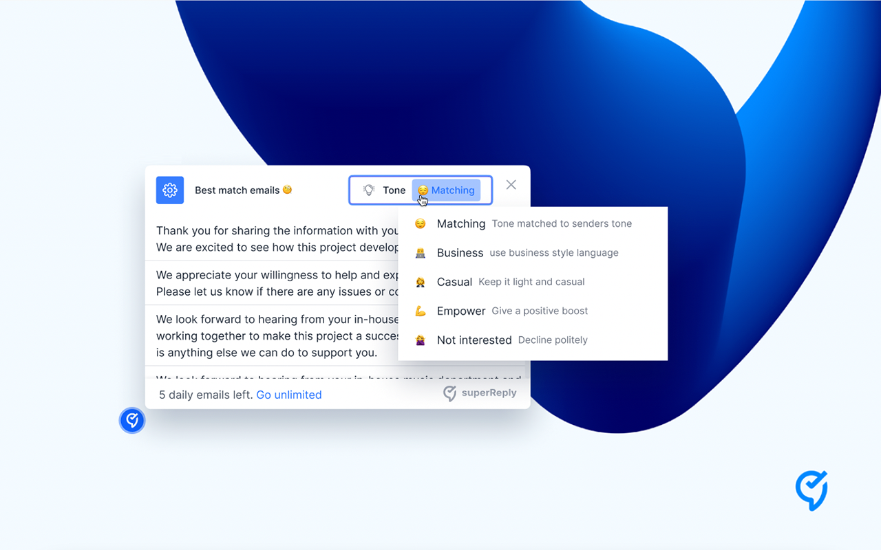 AI Email Response Generator - superReply截图2