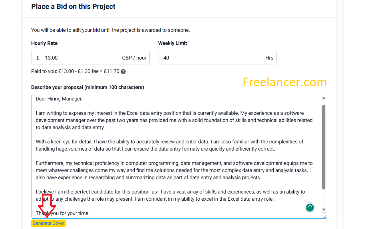 AI Cover Writer for Freelancers截图3