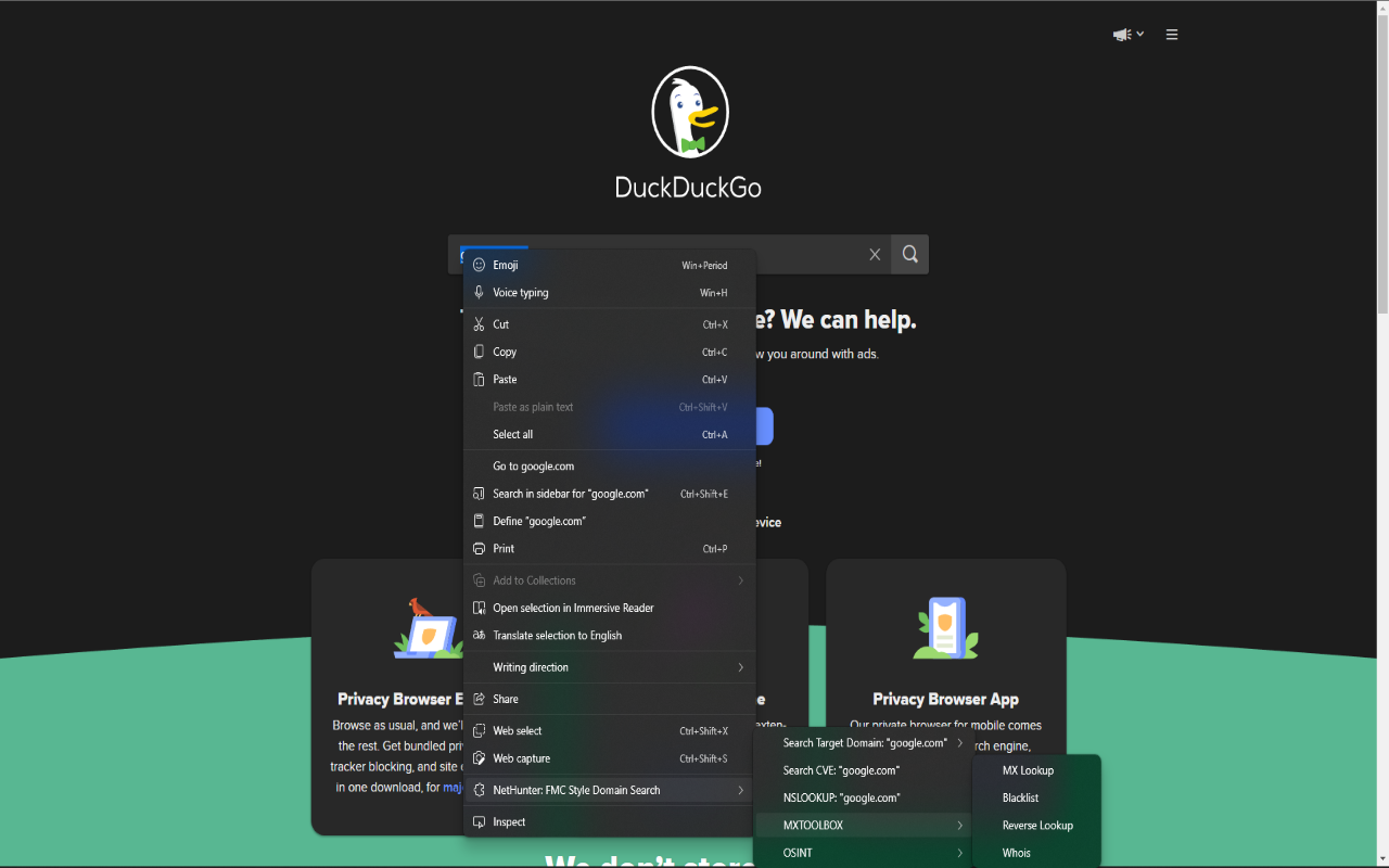 NetSniffer: Context Menu OSINT截图1