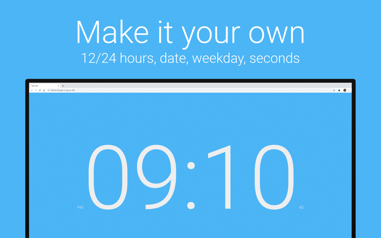 Clock Face: Digital clock for new tab page截图5