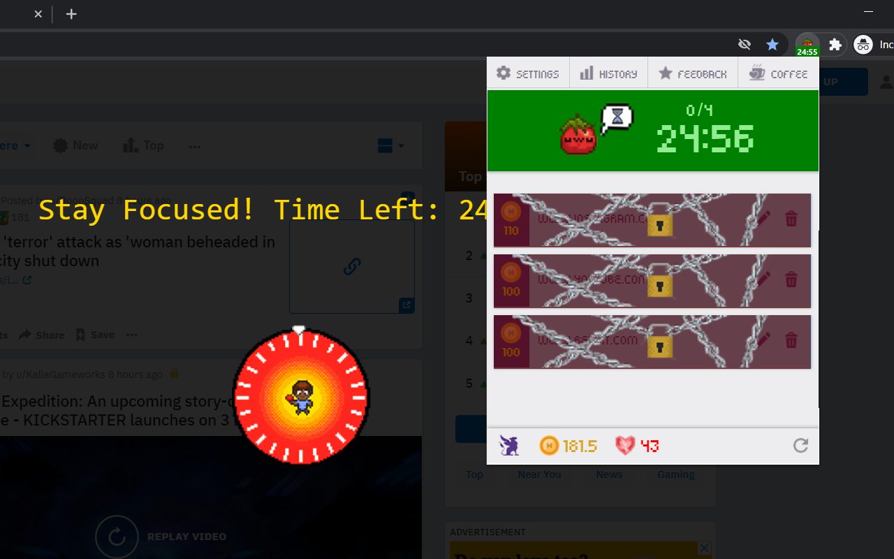 Habitica Pomodoro SiteKeeper截图2