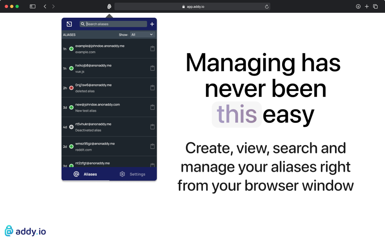 addy.io - Anonymous Email Forwarding截图4