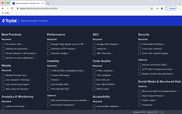 Web Developer Checklist截图1