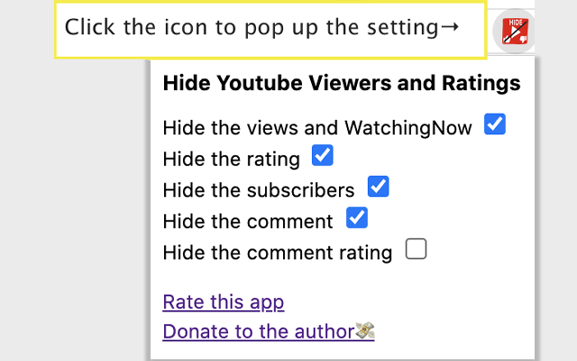 Hide Youtube Viewers and Ratings截图3