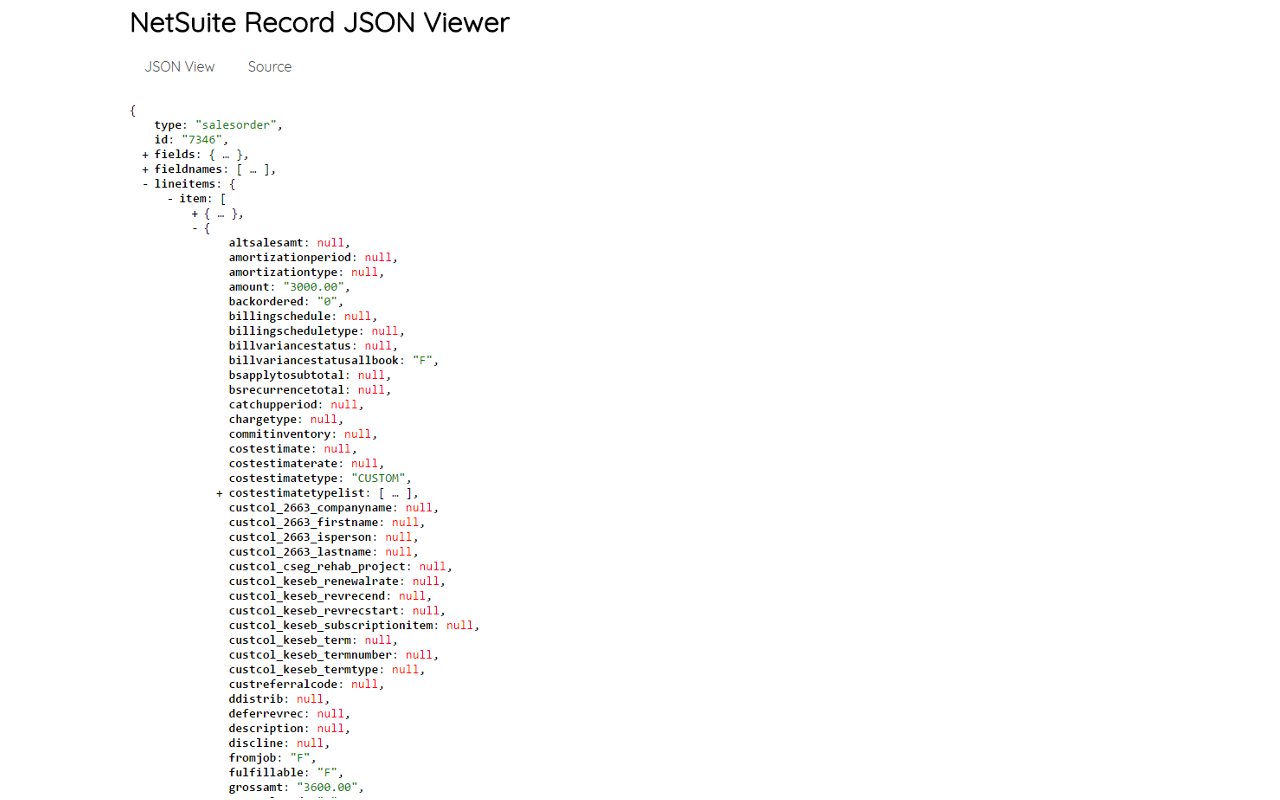 NetSuite Record JSON Viewer截图1