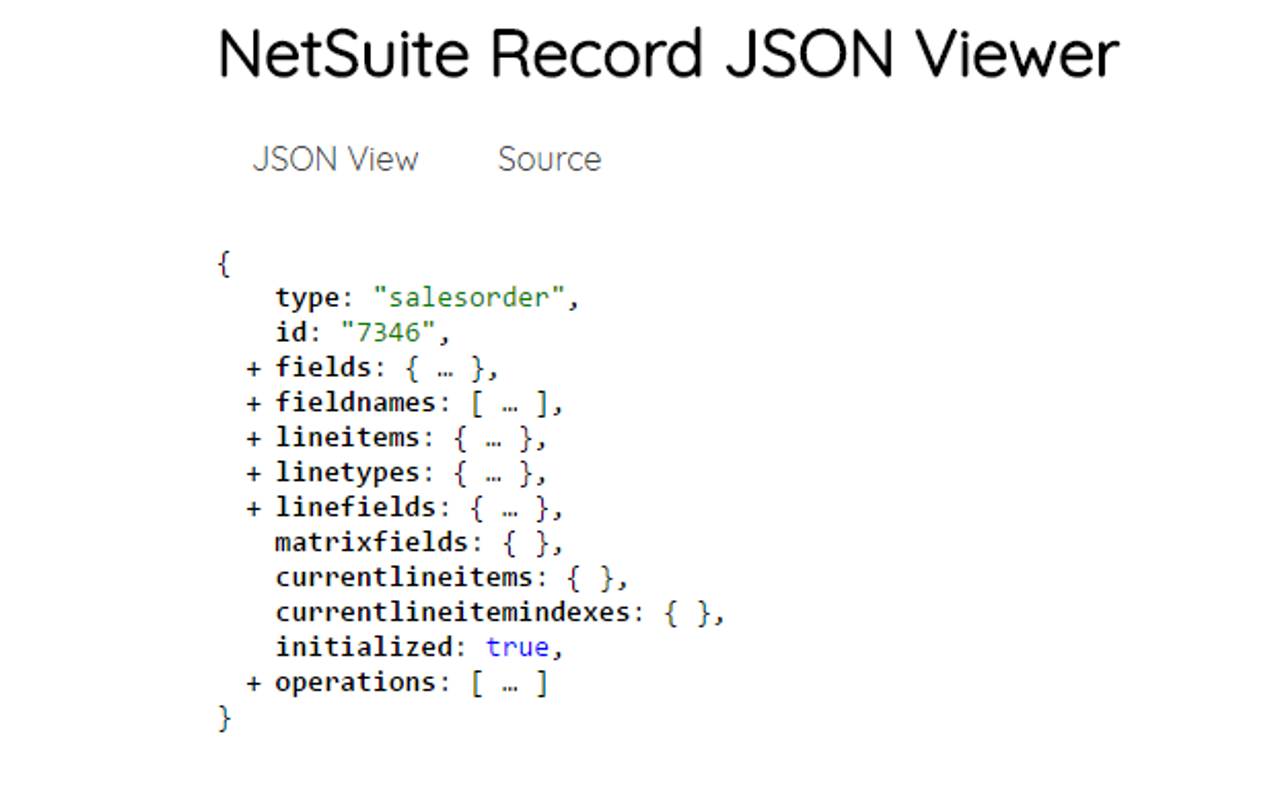 NetSuite Record JSON Viewer截图2