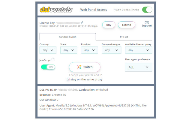 DSLrentals Proxy & User-Agent Switcher截图2