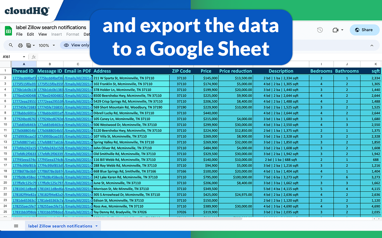 Export Emails to Sheets by cloudHQ截图2