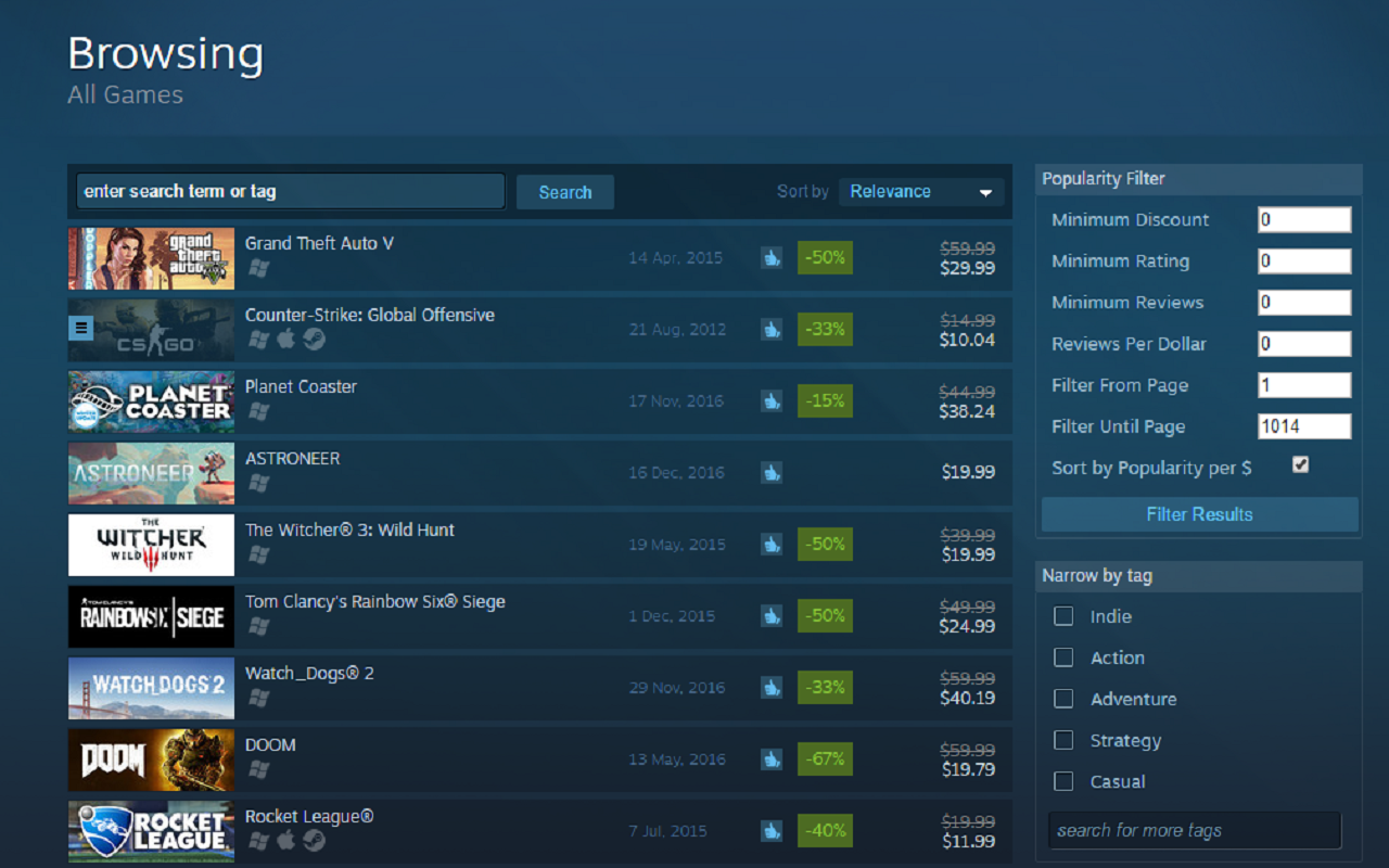 Steam Popularity Filter截图1