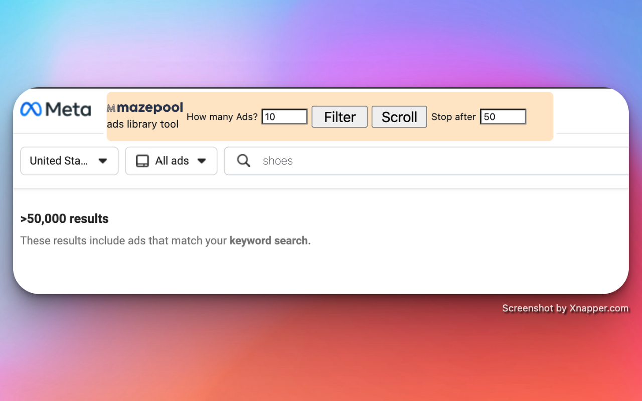 Mazepool- ads library tool for Meta™️截图1