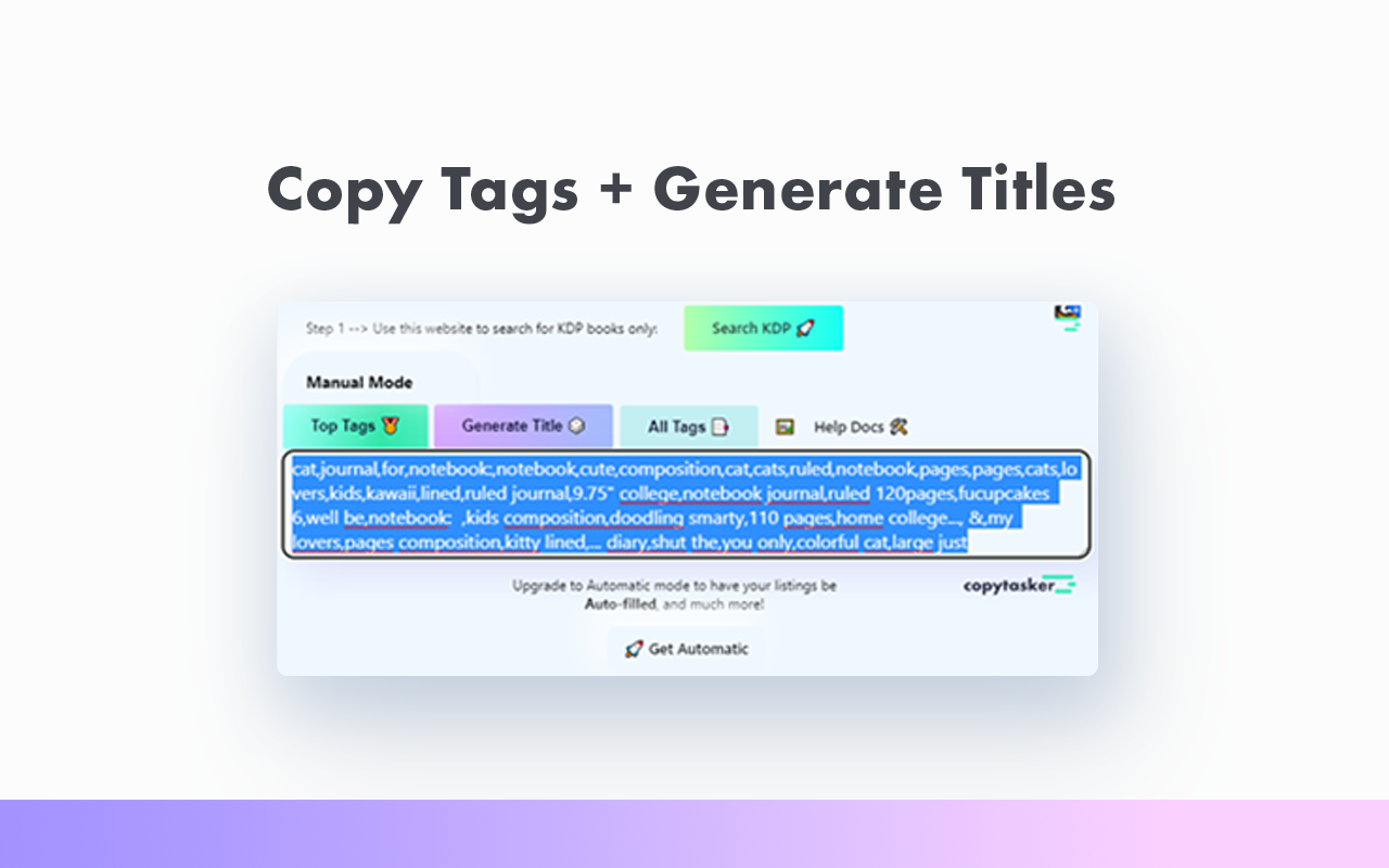 Copy Tags KDP Title Generator Search Amazon截图4