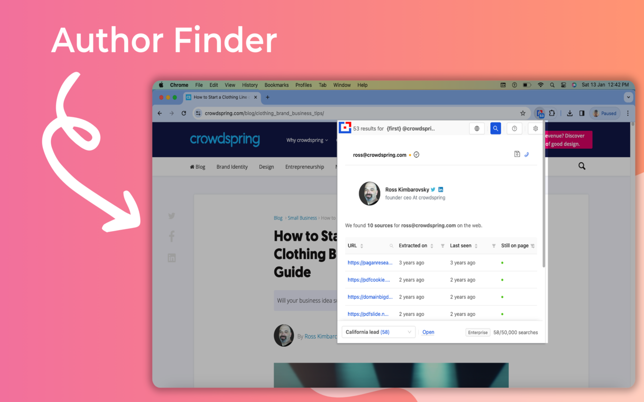 Tomba - 电子邮件查找器和电子邮件提取器Plus截图2
