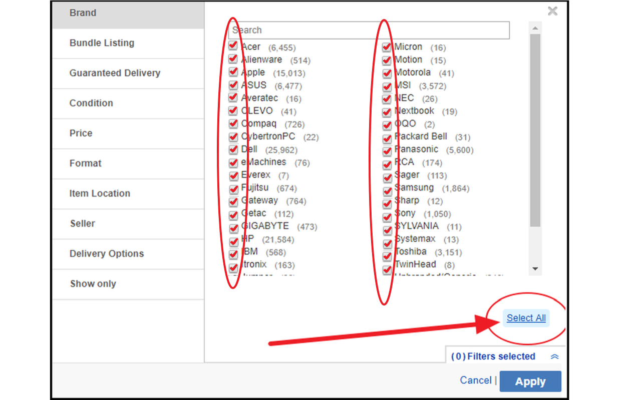 Check/Select all checkboxes on EBAY截图1