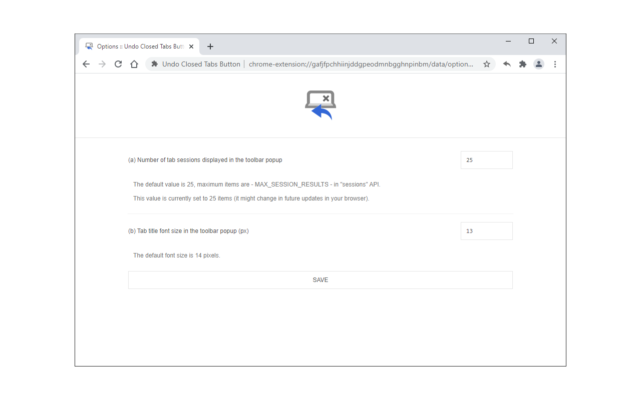 Undo Closed Tabs Button截图2