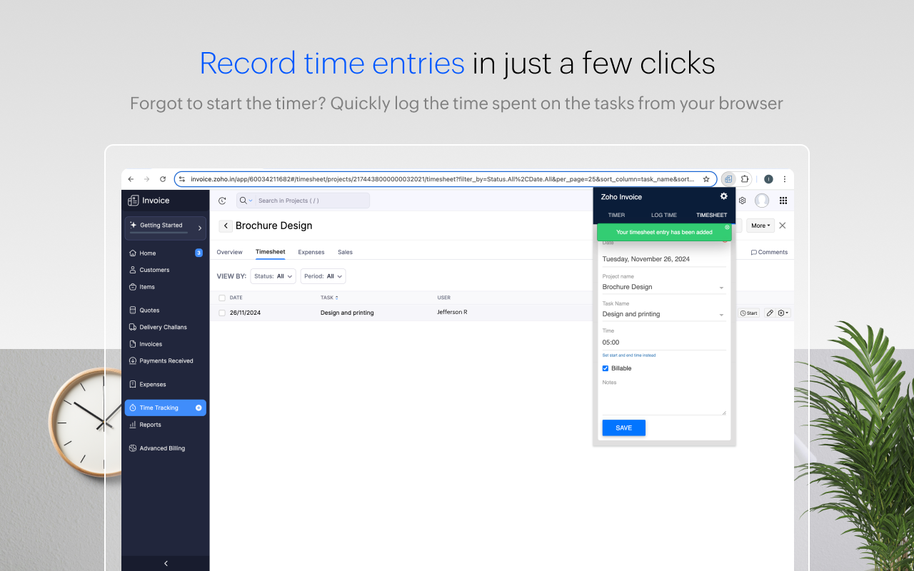 Zoho Invoice Timer截图2