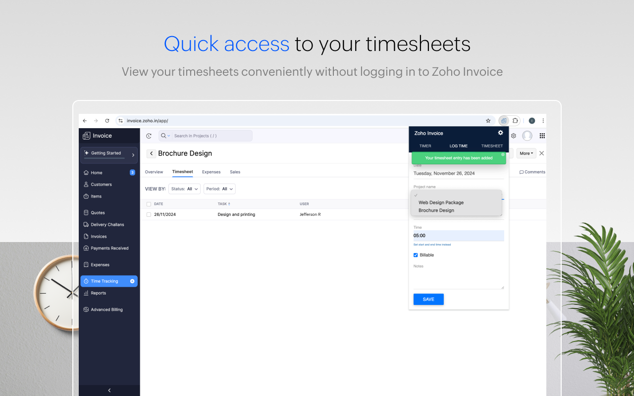 Zoho Invoice Timer截图4