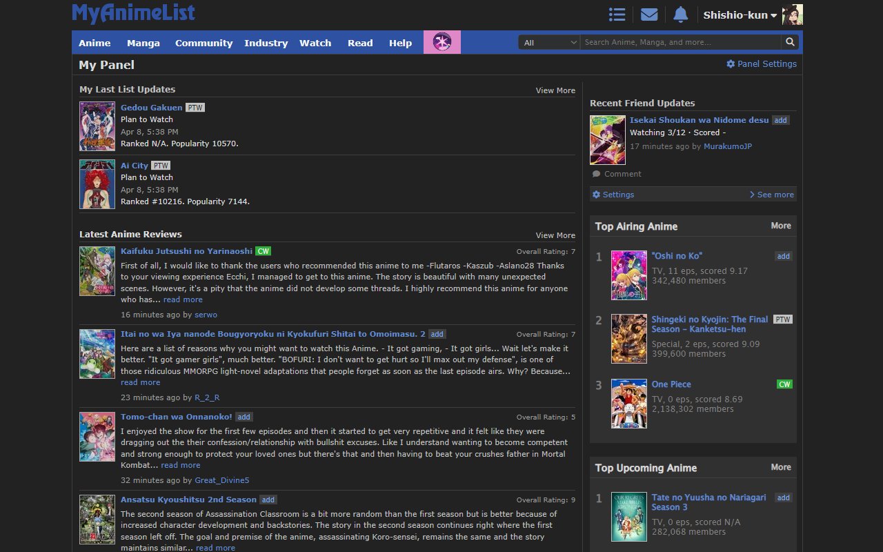 Comfortable MyAnimeList Dark Mode截图5