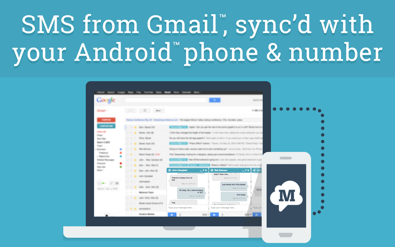 SMS from Gmail ™ & Facebook™ (MightyText)截图2