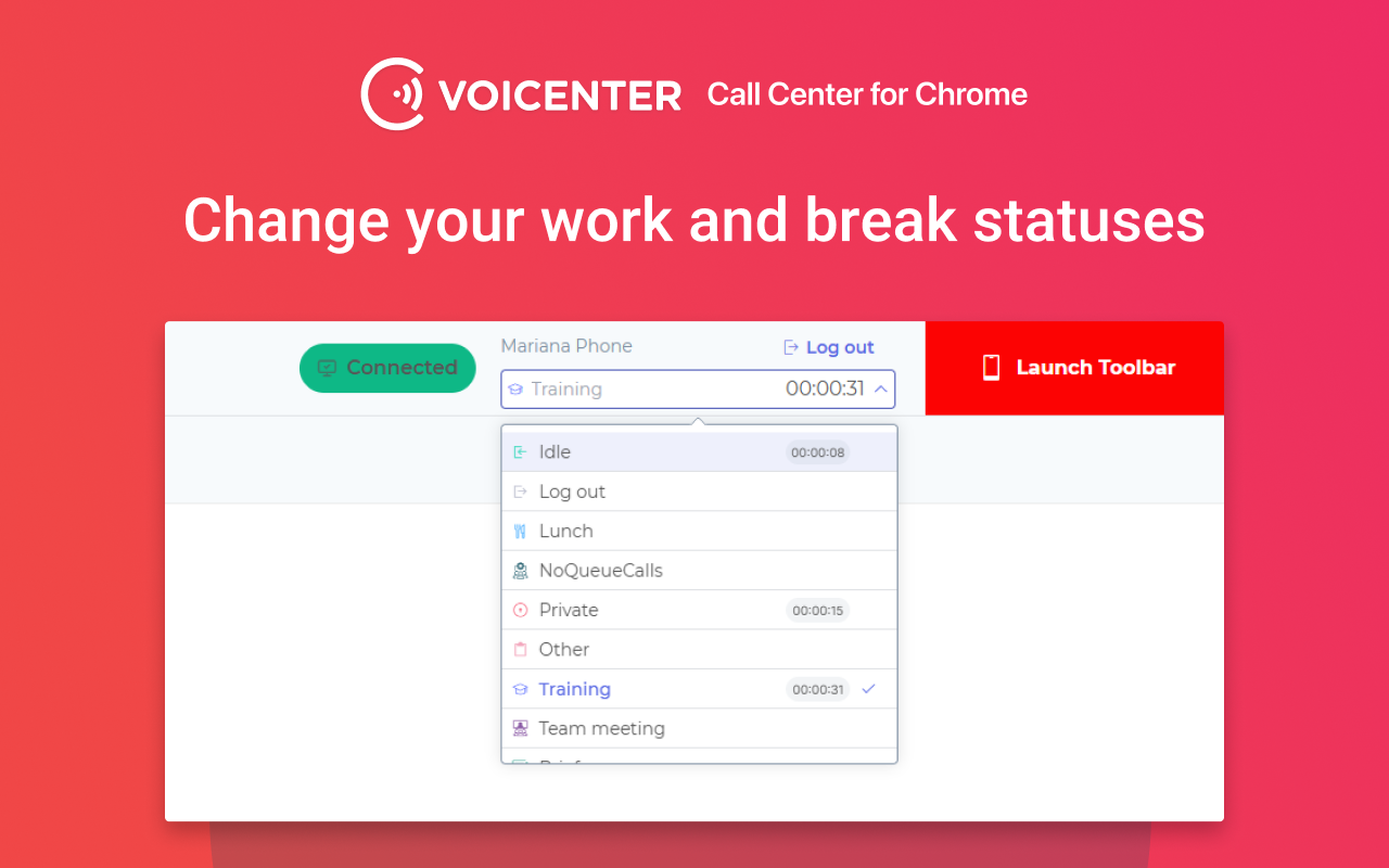 Voicenter Contact Center Chrome application截图2