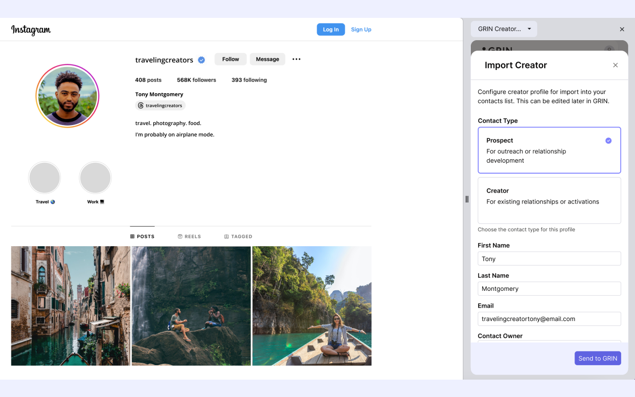 GRIN Creator Discovery Web Extension截图1