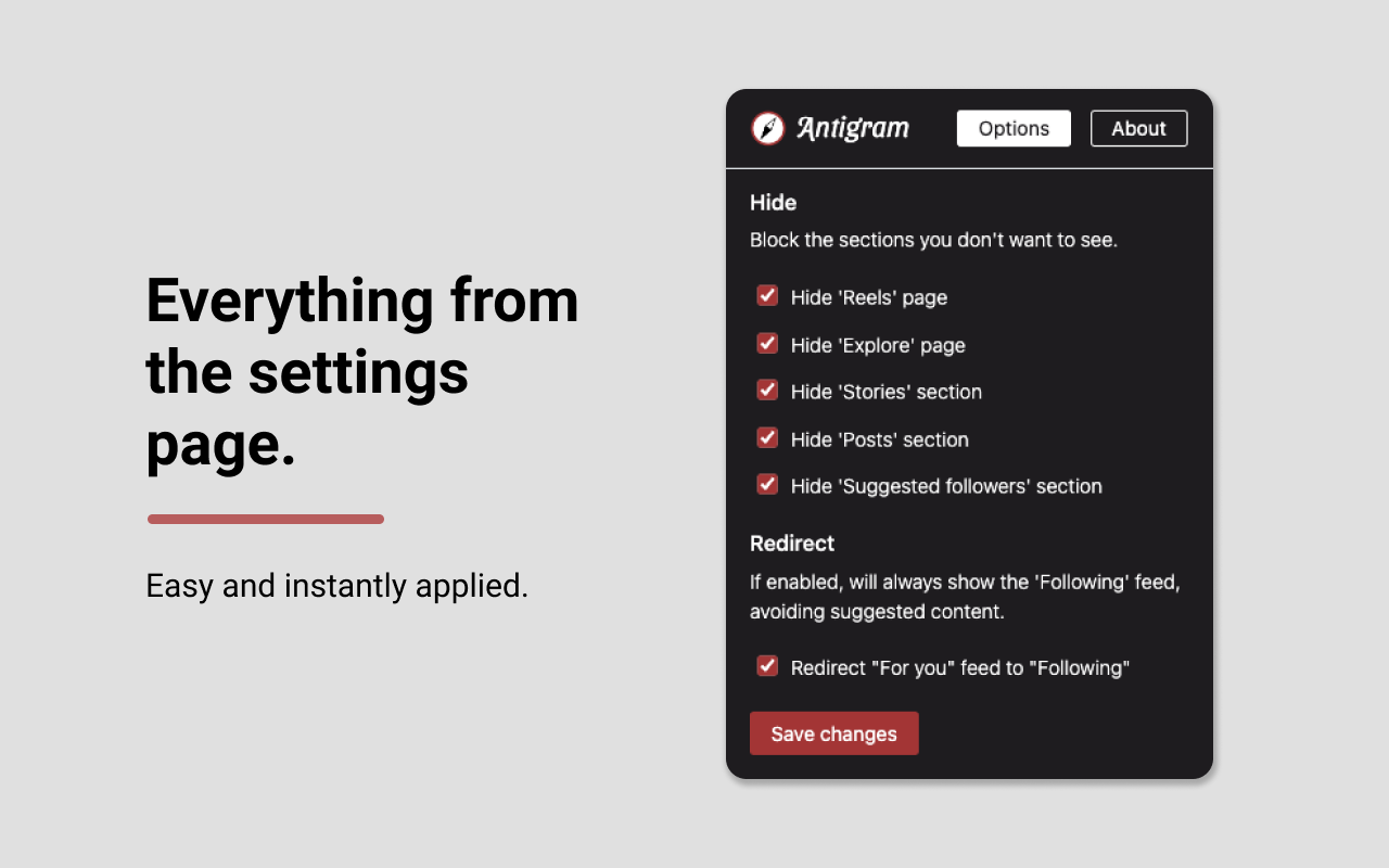Antigram - Explore & Reels Blocker截图2