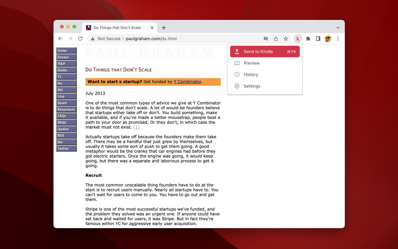 Send web articles to Kindle by KTool截图3