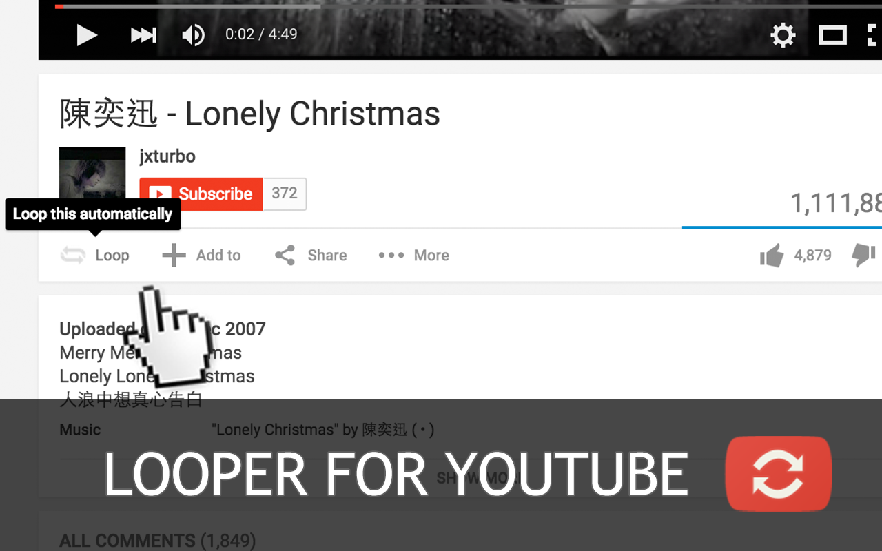 Looper for YouTube - 自动重播截图2