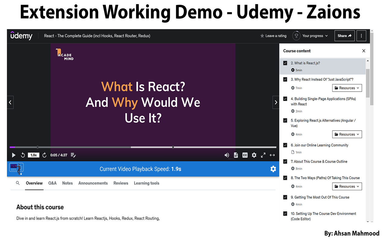 Udemy Video Playback Speed Controls截图5